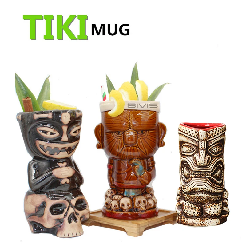für Cocktails und Luau Partys hawaiianisches Design Festival Tiki Tiki Tiki Becher aus Keramik Küche Geschenk für Party Feier Hochzeit Bar