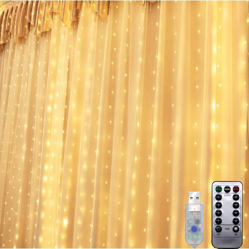 3M USB СВЕТОДИОДНЫЙ занавес гирлянды с дистанционным управлением рождественские сказочные огни гирлянды освещение для вечерние свадебные украшения спальни