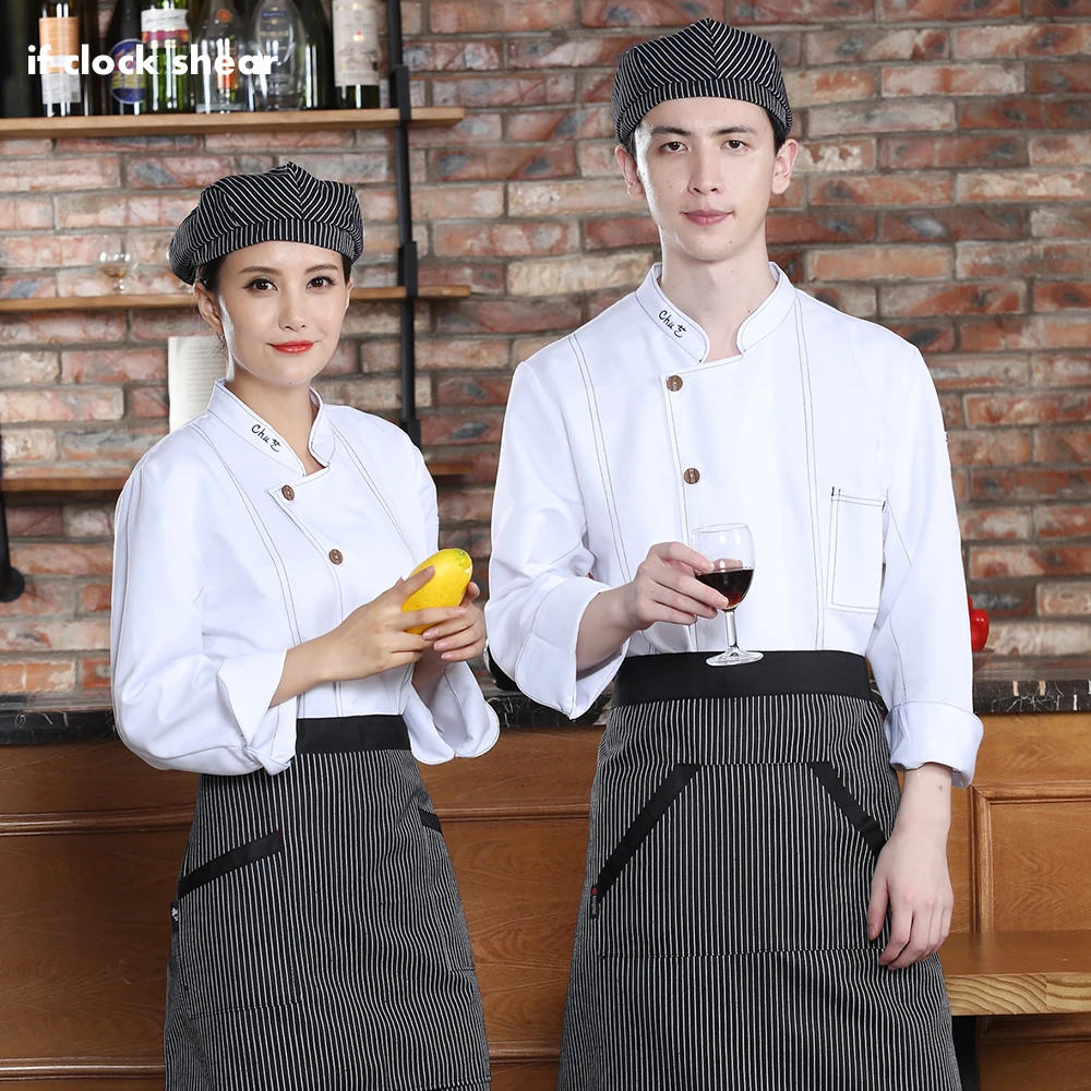 

New Comfortable and breathable Hotel uniform long sleeve Work clothes Chef coat Sushi costume cooking Food service Chef uniform