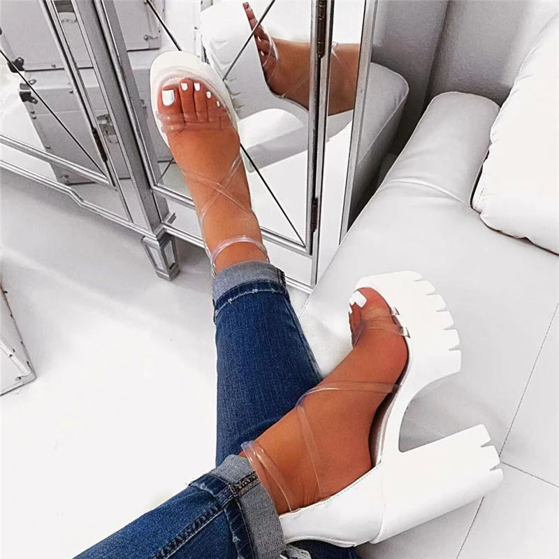ENPLEI fiesta verano sandalias jalea PVC abierto del dedo del pie de los tacones altos de las mujeres zapatos de plataforma sandalias tamaño 37-41
