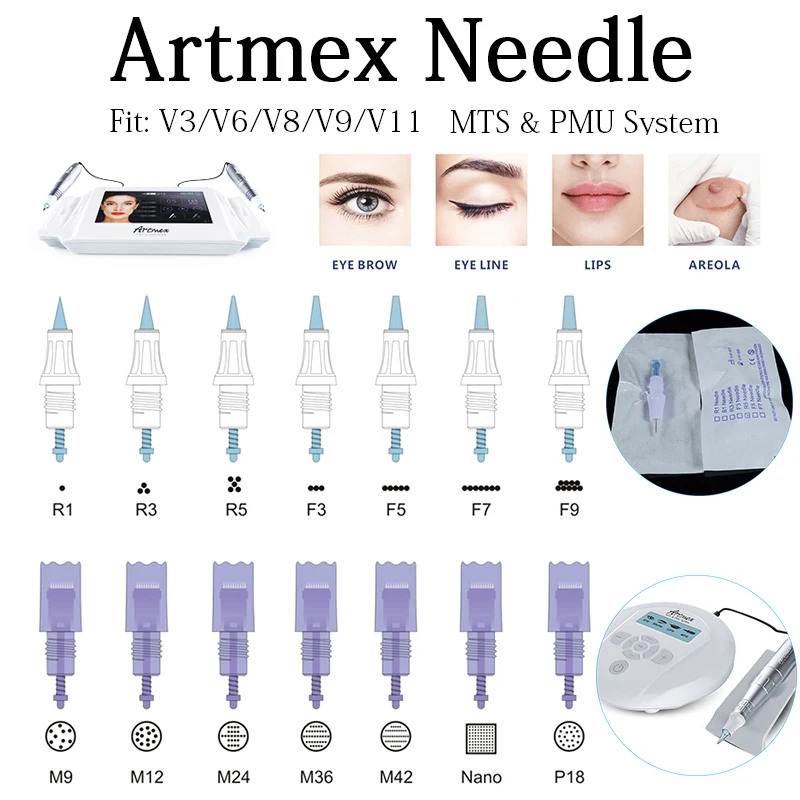 Artmex иглы картридж подходит для Artmex V3 V6 V8 V9 V11 MTS& PUM системы бровей татуировки 20 штук