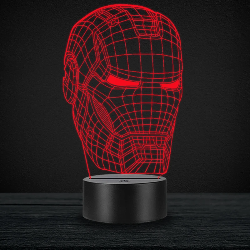 Iron Man 3D Marvel Ночной светильник светодиодный Luminaria настольная лампа супер герой фигура USB светильник ing вечерние друзья подарок капитан Железный человек Мститель JQ - Испускаемый цвет: Iron Man