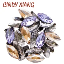 Broche con flor de cristal CINDY XIANG, broches de diseño Vintage a la moda para mujer, accesorios de abrigo de invierno, novedad de 2019, alta calidad