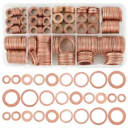 Rondelles de rondelle en cuivre massif, 400 pièces, bague plate, joints d'étanchéité, rondelle d'espacement simple, M5/M6/M8/M10/M12/M14 