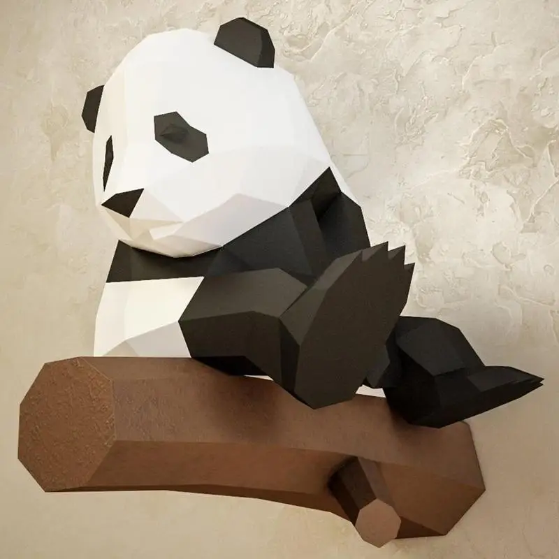 Creative 3D Panda Paper Model DIY Manual Paper Model Hanging Toy For Kids Gifts 3D Panda Animal Papercraft Model Wall Decorative