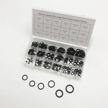 

225 Pcs/Box 18 Sizes O-Ring Assortment Kit AS568 1.78 2.62 3.53 O Ring Seals Watertightness Rubber Gaskets Black Washer Kit