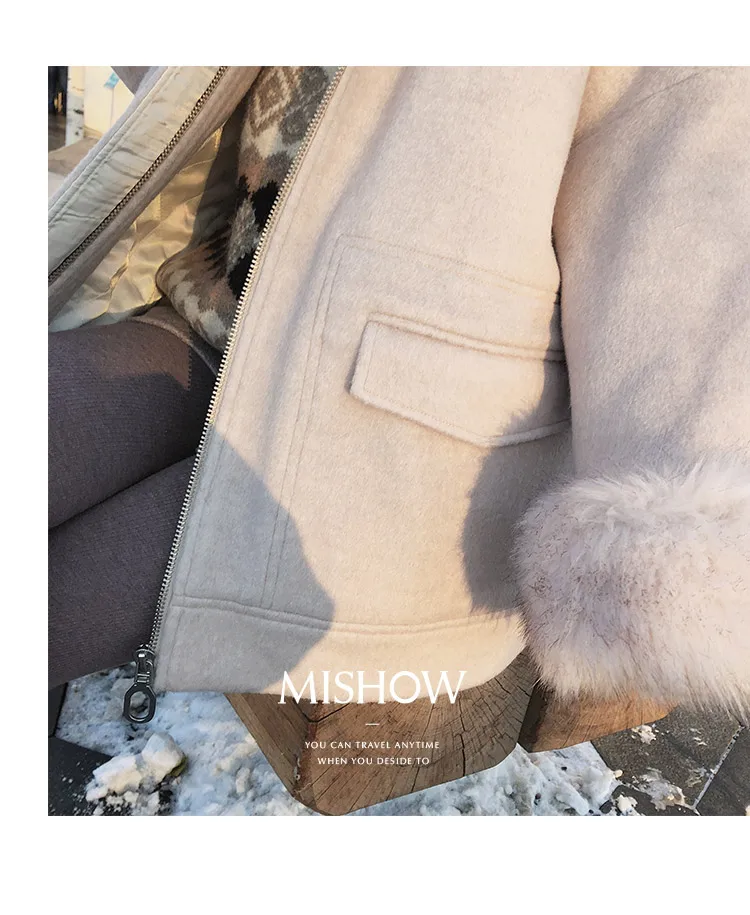 MISHOW, Осень-зима, свободное, Vogue, корейский стиль, Женское пальто, очень толстое, уличная одежда, шерстяной воротник, хорошо сохраняет тепло, куртка MX18D9680