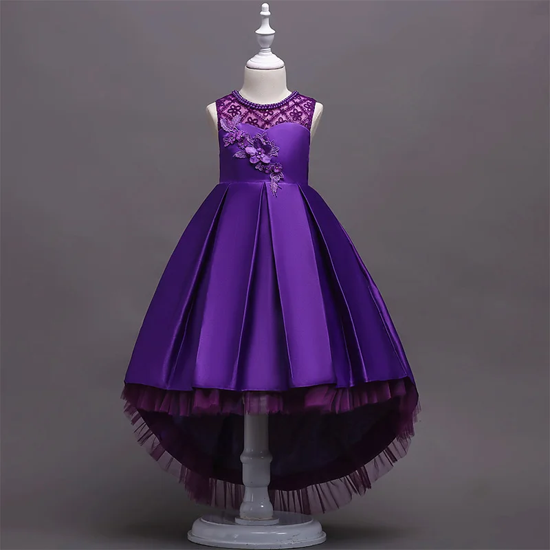 Skyyue/платье с цветочным узором для девочек на свадьбу, вышитое жемчугом, фатиновый резервуар в виде шара, длинное детское праздничное платье принцессы 580