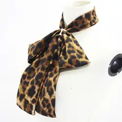 Женский винтажный Леопардовый шифоновый шарф шейный платок с зажимом официальный