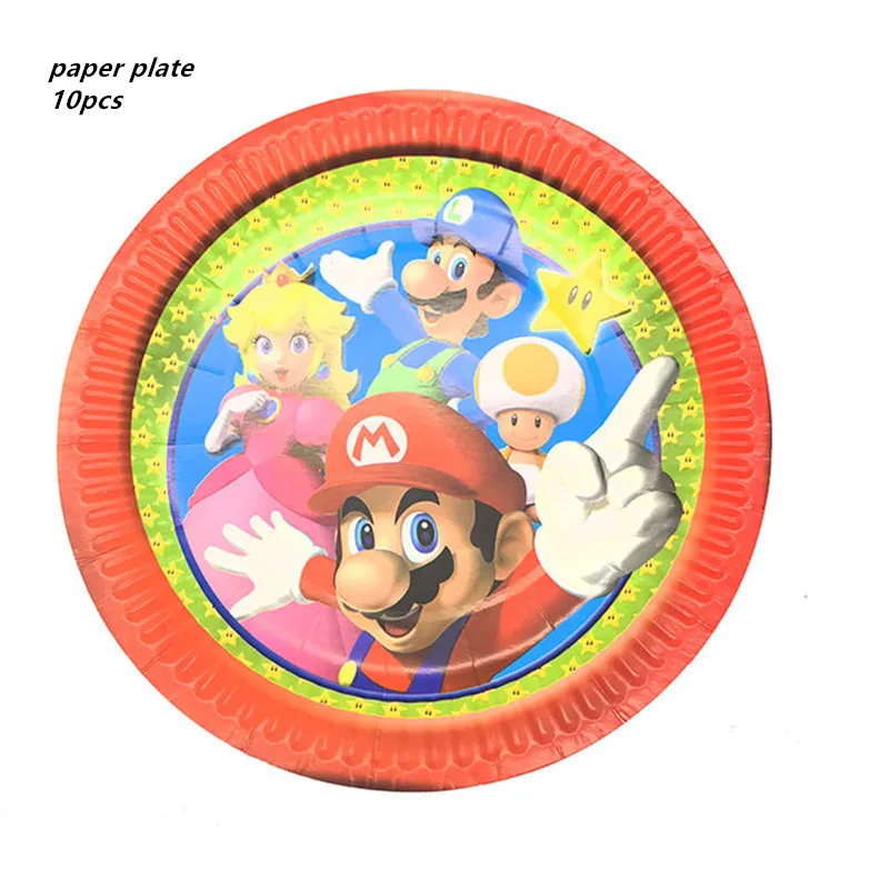 plate 10pcs 10 шт./упак. Super Mario Bro любимая детская тема День рождения Пластик подарки печенье мешочки для вечеринки перед рождением ребенка там мешок с подарками украшения свадебные принадлежности - Цвет: plate 10pcs
