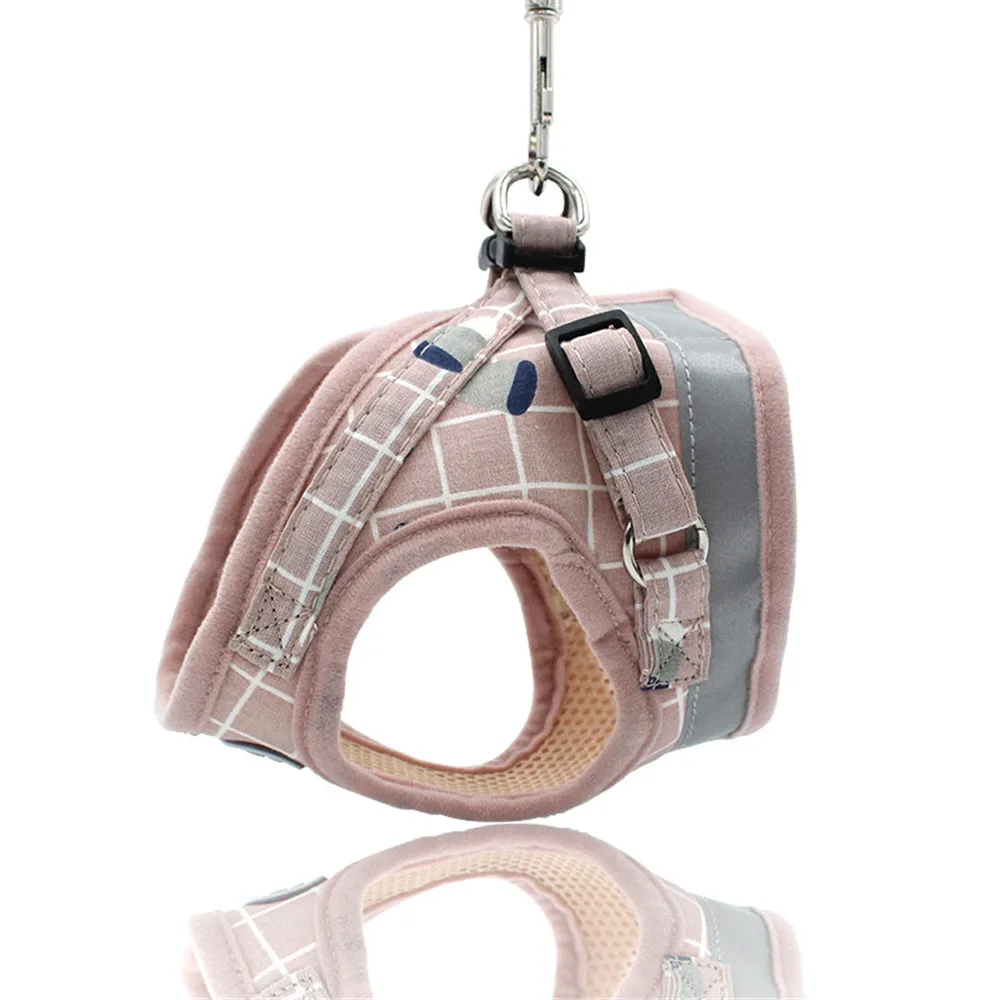 2020 Reflective Breathable Dog Cat Harness Pet Adjustable Vest Leash Walking Lead Leash Puppy Polyester Mesh Harness For Dogs (19)