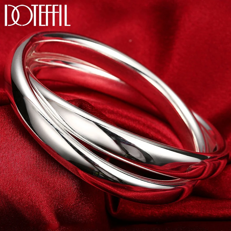 Bangle Bracelet Jewelry Ring-Diameter DOTEFFIL Charm Fashion Woman Big Smooth Silver