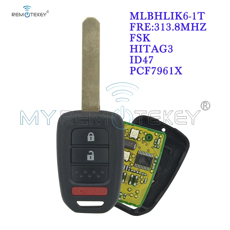 Дистанционный ключ Remtekey с 2 кнопками и лезвием HON66 313 8 МГц для Honda Accord Civic CRV 2013 2014 2015