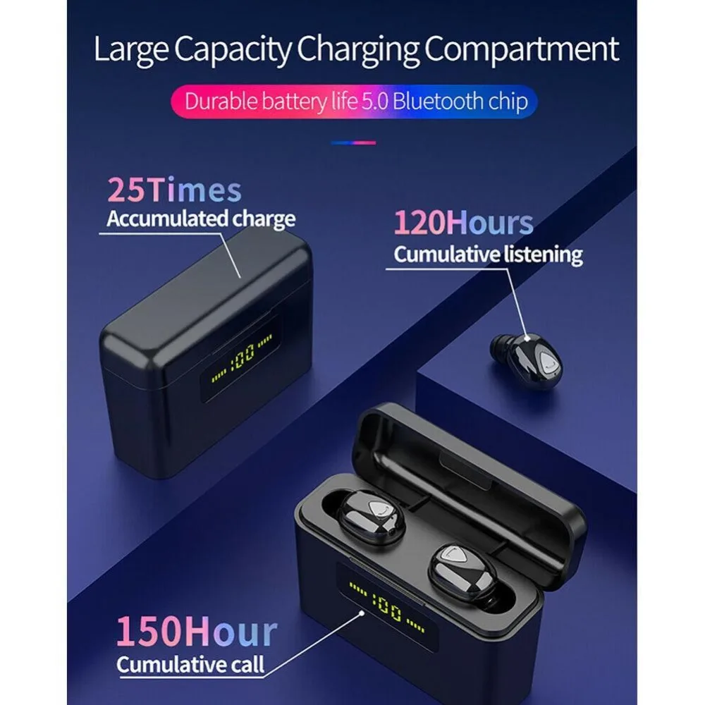 X9s TWS Bluetooth наушники 9D светодиодный стерео беспроводные наушники мини-гарнитура водонепроницаемые наушники с микрофоном для смартфонов Xiaomi