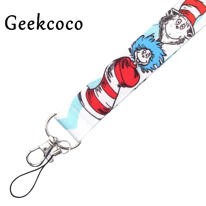10 шт./лот шнурок для ключей Dr. Seuss шаблон шнурок для телефонов USB флэш-накопители ключи брелки ID Имя тег держатель Бейджа J0636