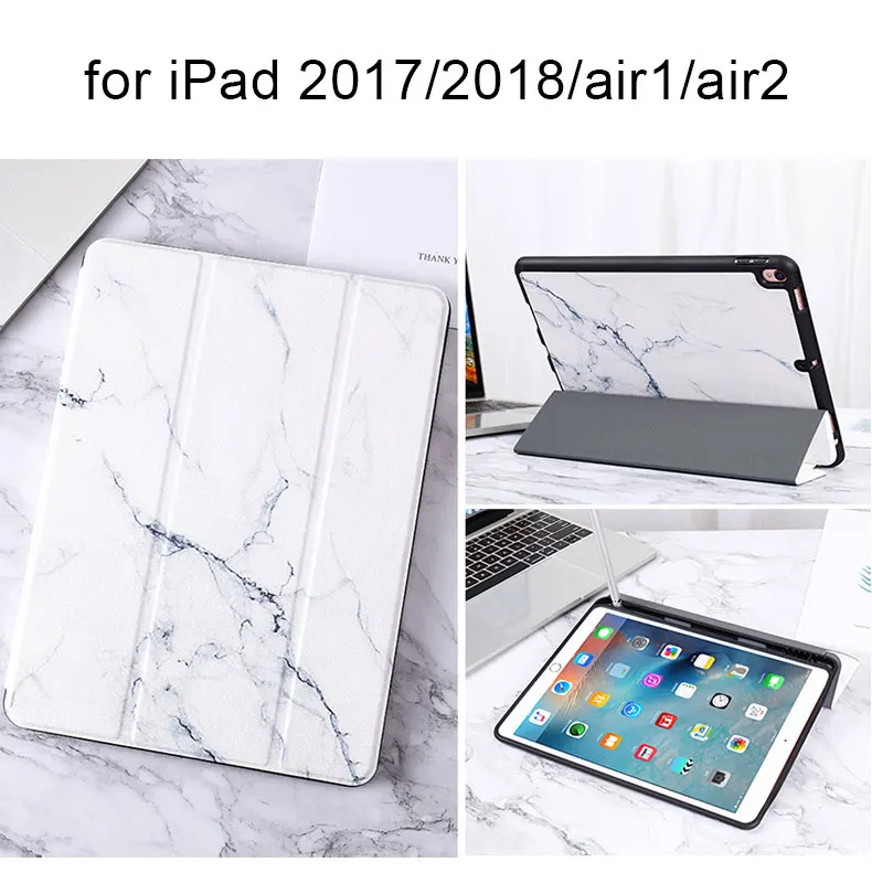 Защитный чехол iPadmini5 со слотом для ручки iPad5/6 shell Air1/Air2/Air3 Защитная крышка для ручки вставка для хранения Pro10.5 силикон - Цвет: white 17 18 AIR1 2