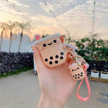 

Cute Boba Earphone Case For Airpods pro 3 Kawaii Silicone Wireless Bluetooth For Airpods 2 Protective Cover Accessories Keychain
