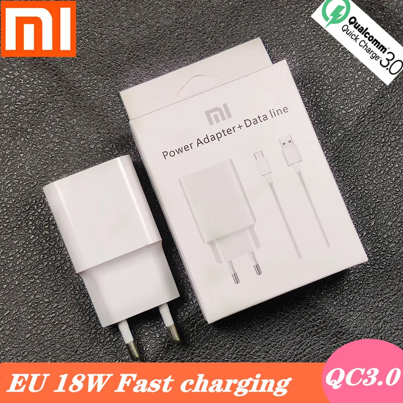 Быстрое зарядное устройство Xiaomi 18 Вт QC3.0 EU 9 В 2A адаптер питания USB Type C кабель для
