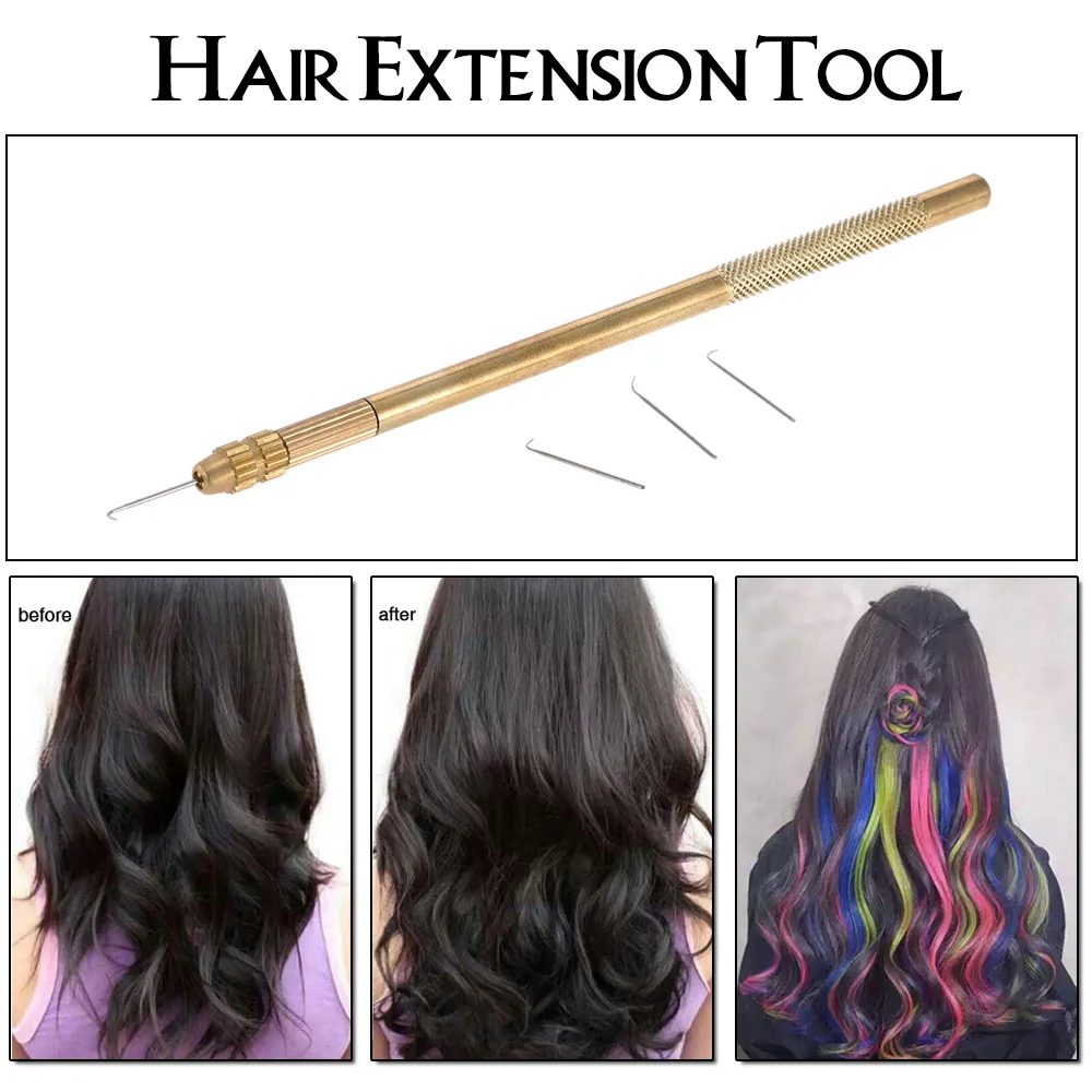 4 размера вентилирующие иглы+ 1 латунный держатель сделать ремонт кружевные парики зажим для парика Завязывающийся крючок набор из нержавеющей стали инструмент для париков