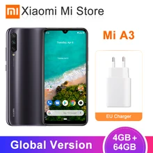 Глобальная версия Xiaomi mi, мобильный телефон A3 mi A3, 4 ГБ, 64 ГБ, Восьмиядерный процессор Snapdragon 665, 6,088 дюймов, 48MP+ 32MP, камера AI, 4030 мА/ч