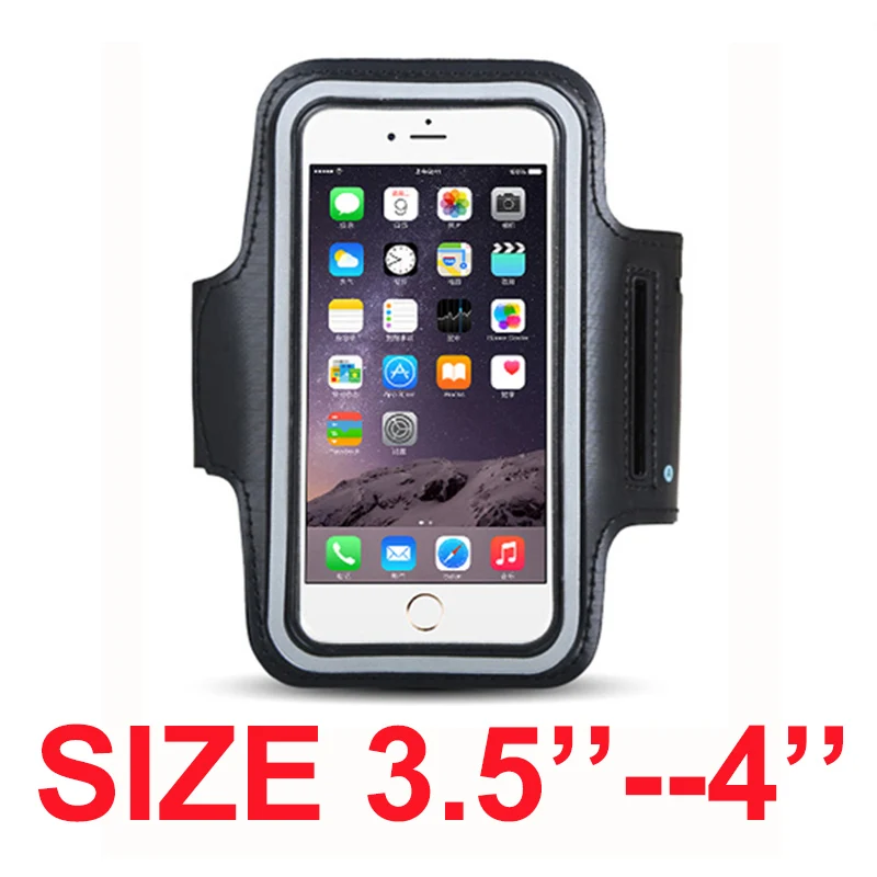 Size 3.5--4 (black) Нарукавная повязка для размера 4 ''4,5'' 4,7 ''5'' 5,5 ''6'' дюймов, спортивный держатель для мобильного телефона, чехол для iphone, huawei, samsung, Xiaomi, телефон на руку - Цвет: Size 3.5--4 (black)