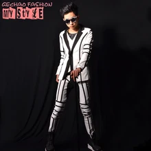 Hippo Tide Line Stitching Suit Autumn Clothing Leisure Time Suit Self-cultivation Chao Dian Night Club Suit Mens Stylish Blazer