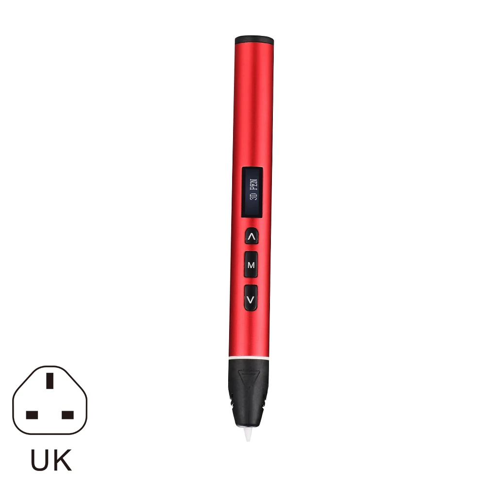 3D печать Ручка OLED дисплей Поддержка PLA PCL режимы Простота управления ручки с принтом для подарков DQ-капля - Цвет: Red  UK plug