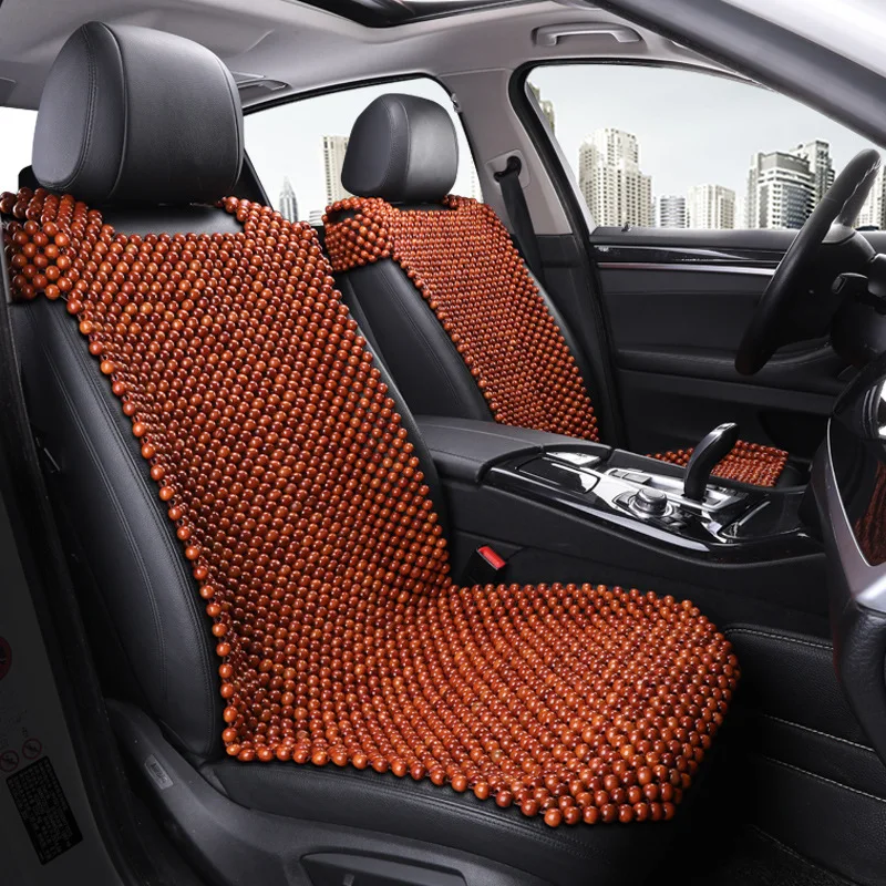 

Summer Monolithic Non-Backrest Three-piece Set Five Pieces Set Wooden Bead Automobile Seat Cushion Single-Seat Breathable Qing C