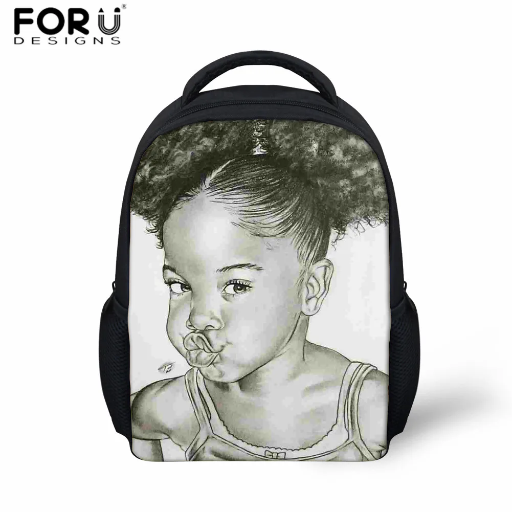 FORUDESIGNS/мини-рюкзаки для детей, для маленьких девочек, Африканский рюкзак с принтом для девочек, Kawaii, афро, маленький детский рюкзак 12 дюймов, школьный рюкзак