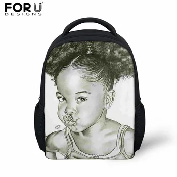

FORUDESIGNS Mini Backpacks for Kids,Baby Girls African Girl Print Rucksack,Kawaii Afro Small Children12inch Bagpack Schoolbag