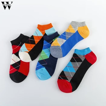 

Womail Men's and women's spring and summer new casual rhombus socks trend boat socks