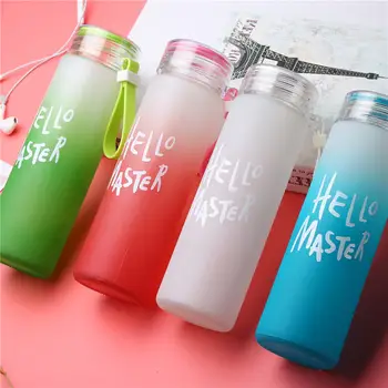 

Portable 500ML Scrub Colorful Water Drink Bottles Sports Travel Outdoor glass cup Kettle Student Girl Gift Cup Drinkware 1 PC