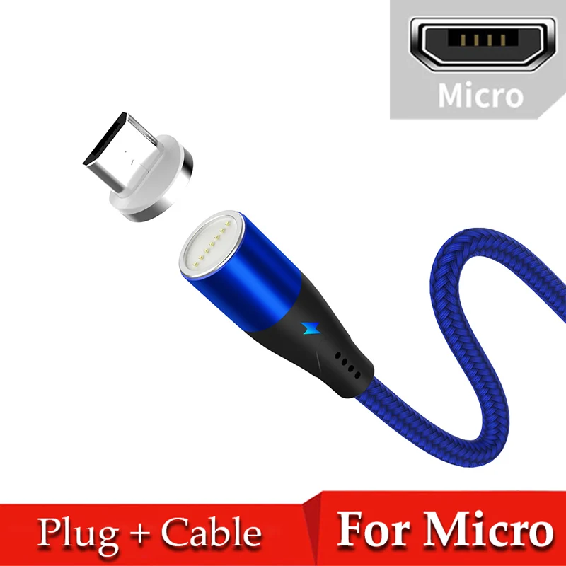 Blue For Micro 5А Магнитный кабель type-C кабель супер зарядный кабель для huawei Mate30 pro p30 p20 Micro usb 8 Pin Магнит Usb кабель каво магнетико - Цвет: Blue For Micro