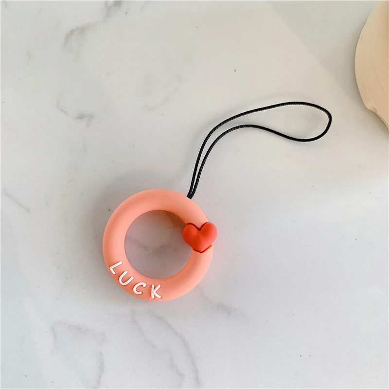 Orange Luck INS/силиконовый ремешок для мобильного телефона с милым сердечком для ключей, USB, кольца для пальцев, аксессуары для телефонов, веревка - Цвет: Orange Luck