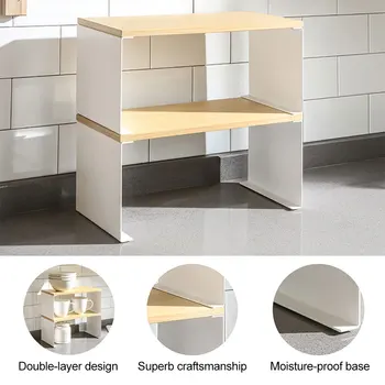 

Wooden Kitchen Storage Rack Cabinets Kitchen Spice Jars Bottles Organizer Holder Multifunction Bathroom Decorative Shelf