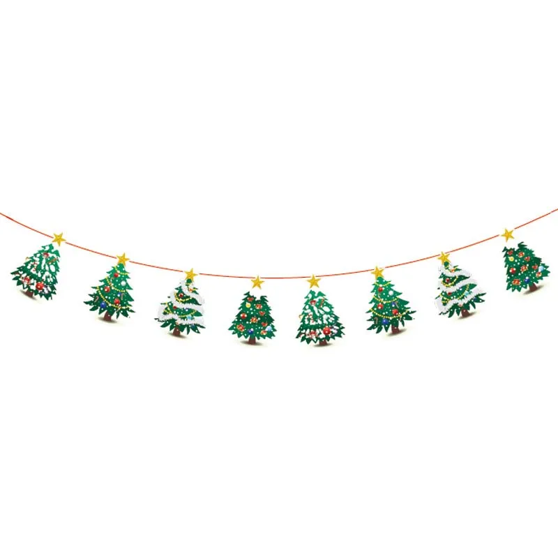 3 м Рождественская бумага для баннера Висячие флаги Санта-Клаус Снеговик Олень Рождественская елка гирлянда Рождественские украшения для дома