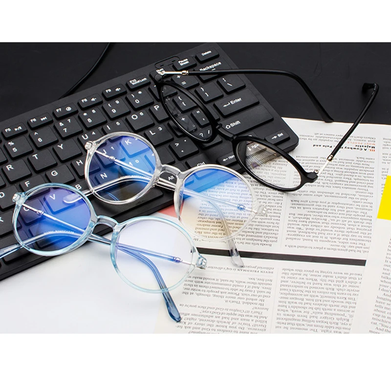 Retro vintage Woman Round blue light glasses women Fashion Transparent Oversized computer glasses Black Frame eyeglasses