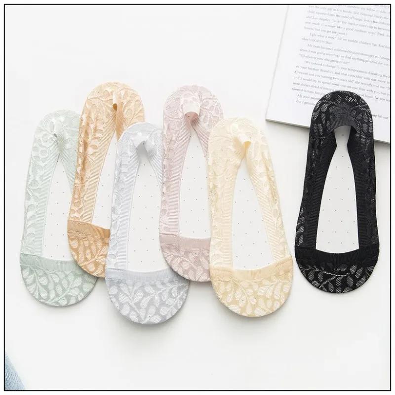 3Pair/lot=6pieces Summer Stereo Lace Invisible Female Boat Socks Fashion Non-Slip Woman Invisible Socks
