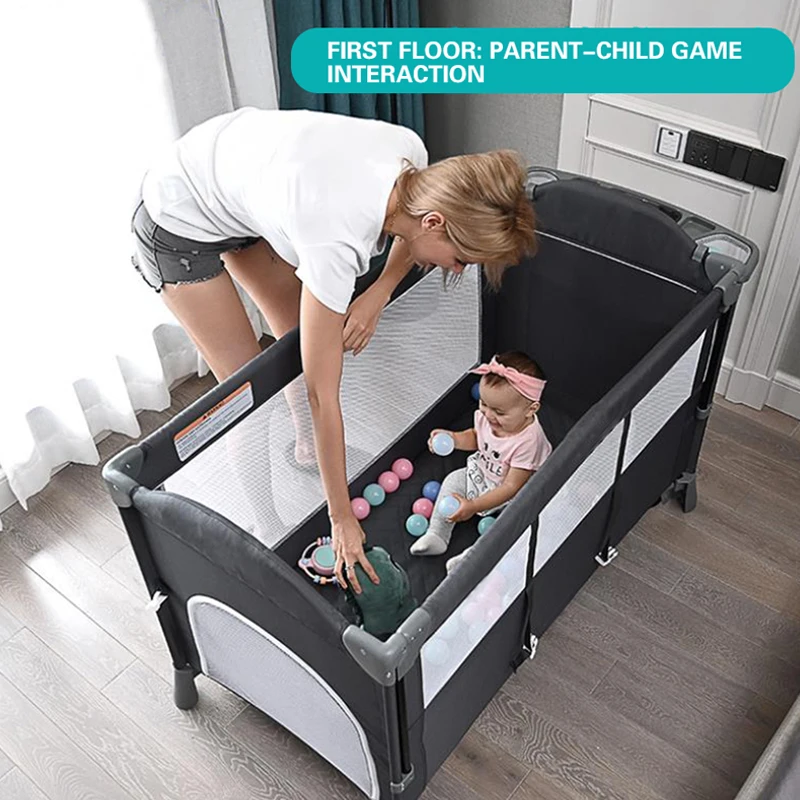 Европейский Multifunctionbaby кроватки для новорожденных складной детский манеж