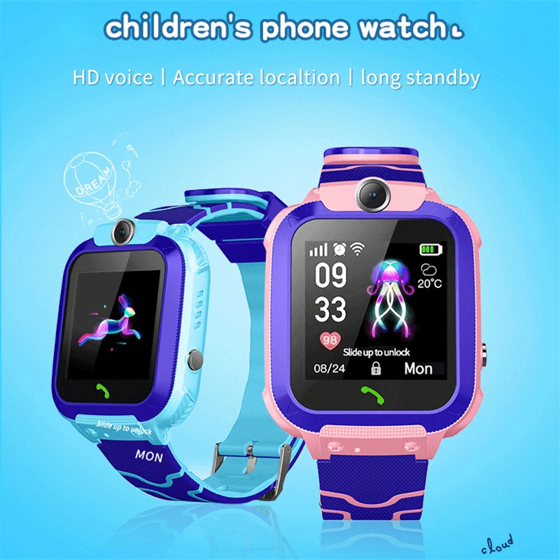 

Q12 Kids Waterproof Smart Watch LBS Tracker SOS Anti-Lost Alarm Sim Card Touch Screen Phone Watch Birthday Gift for Children