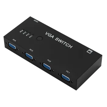 

4 Ports VGA Switch Convenient Practical Save Time Energy 4 in 1 out Press Button VGA Selector Box 4 PC to 1 Monitor