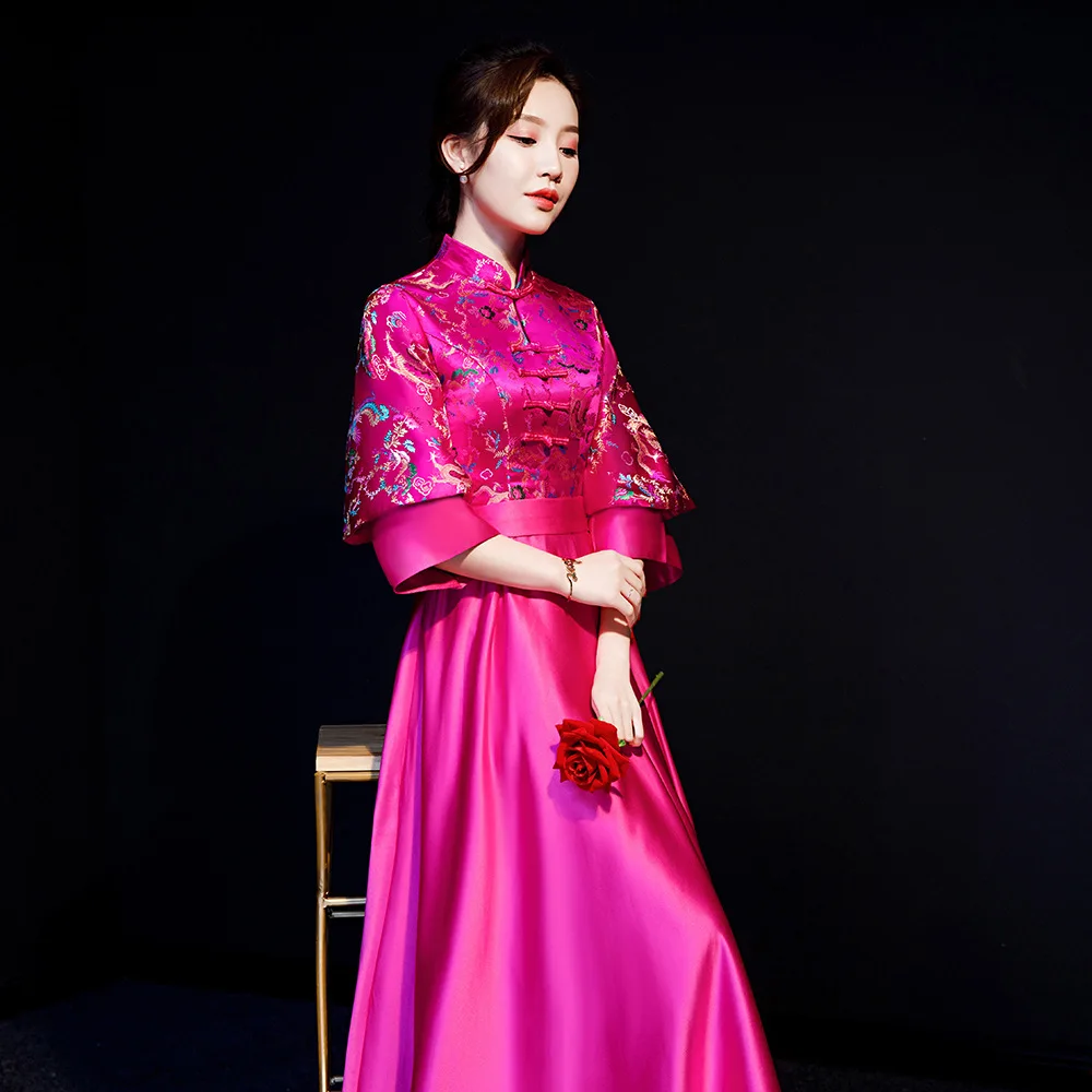 Женское тонкое платье вечерние Длинные Cheongsam свадебное роскошное сексуальное свадебное платье Qipao модная одежда в китайском стиле Vestido