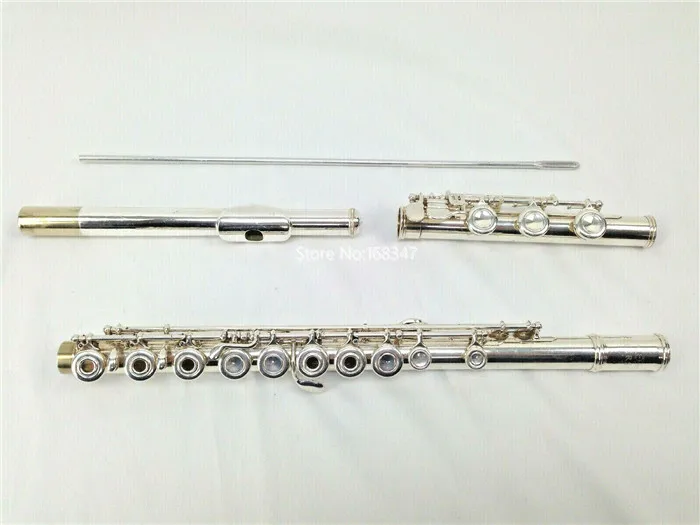 

High Quality 17 Open Hole Flute C Tune silver Plated Professional musical instrumen includes case and cleaning rod Free Shipping