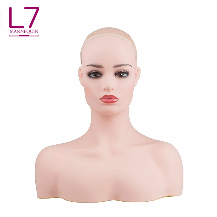 Женские реалистичные оптоволоконные манекен голова бюст для парика ювелирные изделия и манекен для шляп