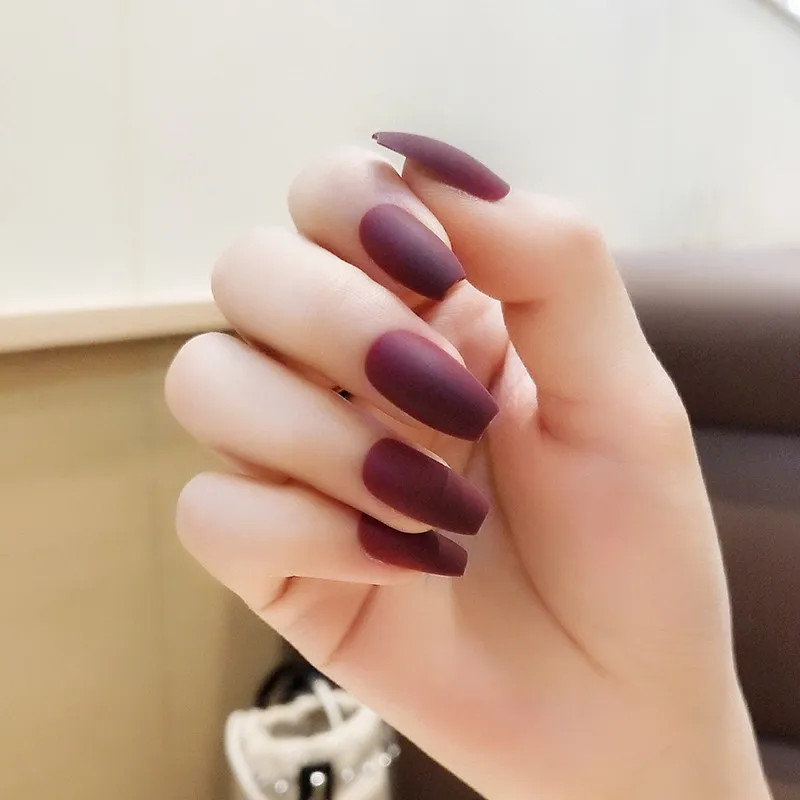 Матовая Форма гроба Nep Nagels короткая балерина поддельные ногти искусственные матовые нажмите на ногти с искусственной Ongle Adhesif Kuku Palsu
