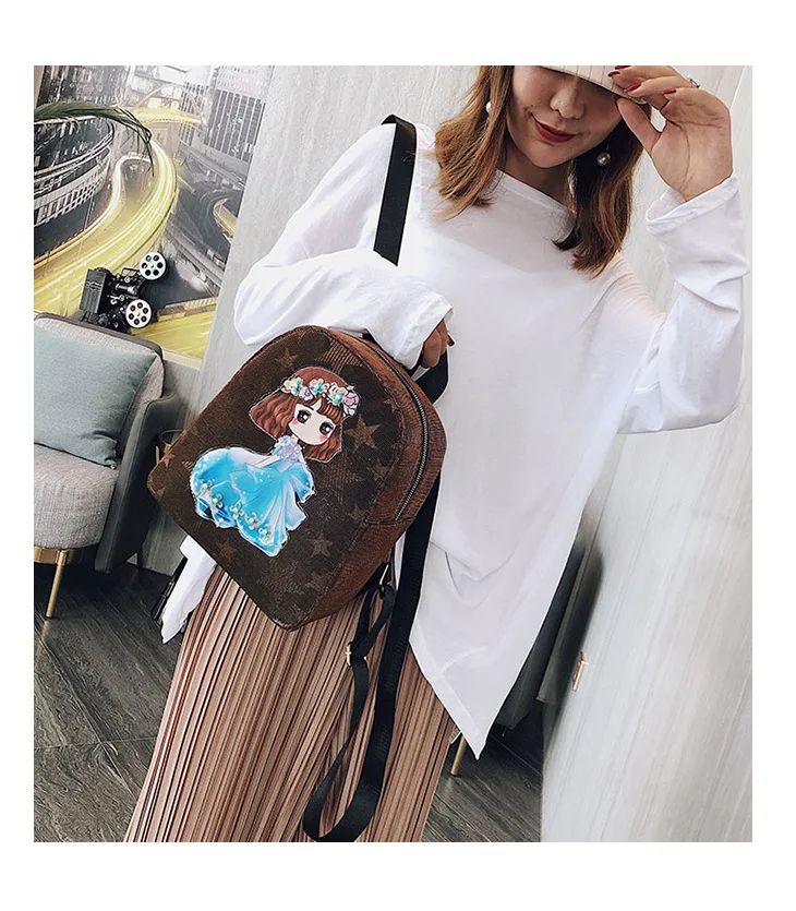 Cartoon Princess Backpack Casual Children GIRL'S School Bag Pearl Backpack Mini Japanese Korean Double Back