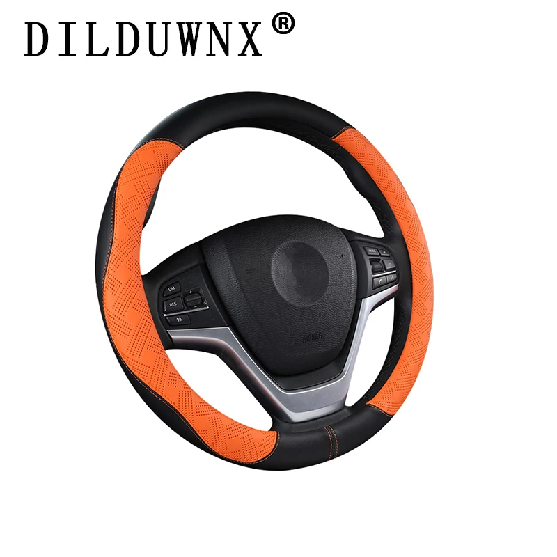 

DILDUWNX 38cm / 15 Inch Car Steering Wheel Cover Leather Car Interior Protection Accessories