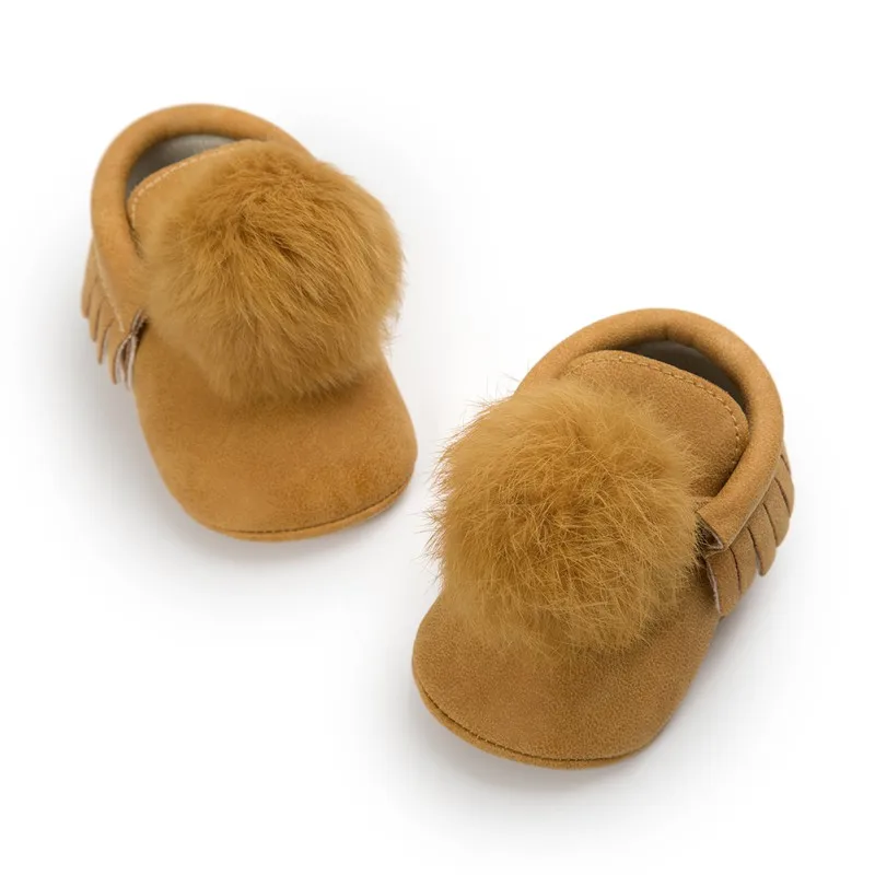 Весенняя, осенняя, зимняя обувь с помпоном для маленьких мальчиков и девочек, Повседневная однотонная обувь с мягкой нескользящей подошвой для первых шагов 0-18 месяцев - Цвет: TY