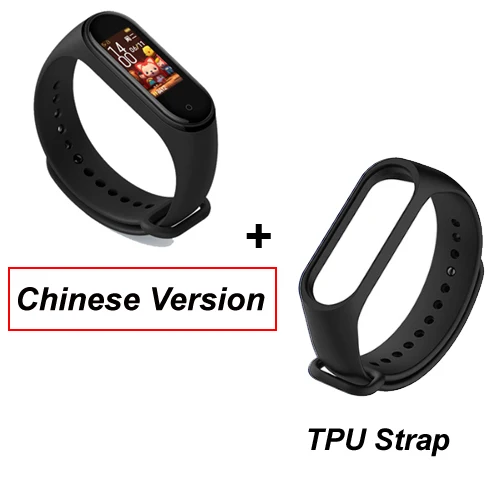 Add Black Strap Xiaomi mi Band 4 AMOLED стекло сенсорный экран для сердечного ритма трекер сообщения Re mi nder сна трекер социальных медиа уведомления - Цвет: Add Black Strap