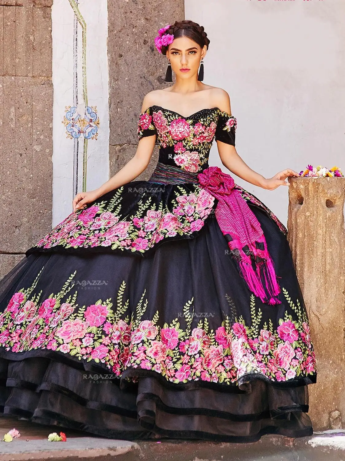 black quinceanera dresses